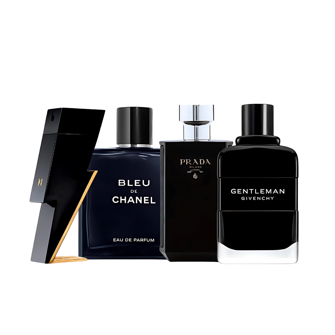 Combo Promocional 4 Perfumes - BAD BOY 100ML, BLEU DE CHANEL 100ml, GENTLEMAN 100ml, Prada L’HOMME PRADA INTENSE 100ml